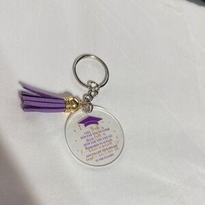 Purple Tassel Keychain with Inspirational Quote